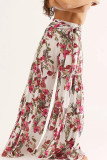 Casual Street Print Fold Loose High Waist Wide Leg Bottoms