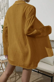Casual Simplicity Solid Fold Turndown Collar Long Sleeve Two Pieces(8 Colors)