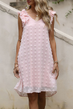 Elegant Dot Solid Stringy Selvedge V Neck Princess Dresses