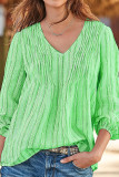 Fashion Casual Striped Split Joint V Neck Tops