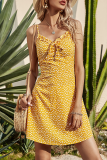 Fashion Elegant Print Frenulum Stringy Selvedge V Neck A Line Dresses