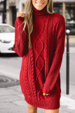 Fashion Casual Solid Patchwork Turtleneck Long Sleeve Dress Dresses