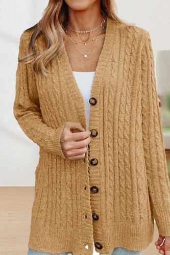 Casual Solid Buttons Solid Color V Neck Tops