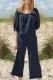Casual Solid Patchwork Square Collar Half Sleeve Two Pieces