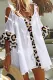 Fashion Simplicity Leopard Split Joint V Neck T-Shirts