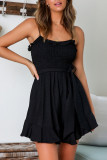 Fashion Street Solid Split Joint Spaghetti Strap A Line Dresses
