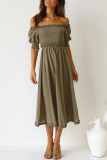 Sweet Elegant Solid Solid Color Off the Shoulder A Line Dresses