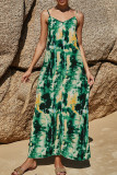 Fashion Street Print Slit Spaghetti Strap Straight Dresses