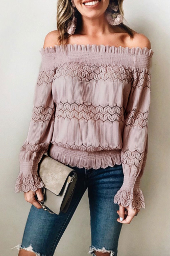 Casual Solid Hollowed Out Off the Shoulder Tops