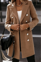 Fashion Elegant Solid Buckle Turn-back Collar Outerwear