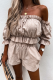 Casual Street Solid Split Joint Flounce Off the Shoulder Three Quarter Two Pieces
