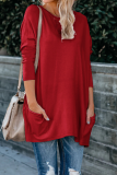 Casual Solid Patchwork O Neck Tops