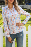 Fashion Tie Dye Pocket Strap Design Shirt Collar Tops