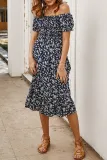 Fashion Street Print Split Joint Off the Shoulder A Line Dresses