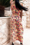 Fashion Bohemian Print Split Joint Halter Waist Skirt Dresses