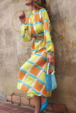 Casual Plaid Print Patchwork Half A Turtleneck Dresses(Without Belt)