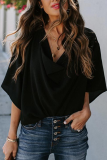 Casual Solid Patchwork V Neck Tops