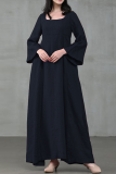 Casual College Solid Split Joint Square Collar A Line Dresses