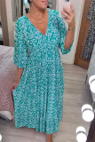 Elegant Floral Patchwork V Neck A Line Dresses