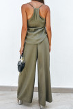 Fashion Sportswear Solid Split Joint V Neck Sleeveless Two Pieces