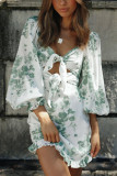 Spring And Summer Print Tie Dress