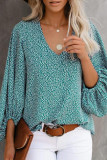 Fashion Casual Print Split Joint V Neck Tops