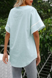 Fashion Simplicity Solid Split Joint O Neck T-Shirts