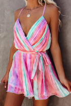Fashion Casual Color Lump Backless Fold V Neck A Line Dresses