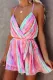 Fashion Casual Color Lump Backless Fold V Neck A Line Dresses