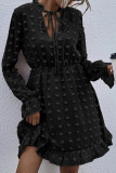 Fashion Street Solid Patchwork V Neck A Line Dresses