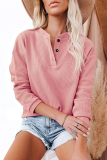 Casual Solid Buckle O Neck Tops(6 Colors)