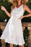 Fashion Casual Solid Split Joint O Neck A Line Dresses