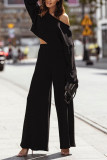 Fashion Sexy Solid Basic Off the Shoulder Long Sleeve Two Pieces