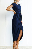 Casual Solid O Neck Pencil Skirt Dresses
