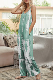 Fashion Casual Print O Neck Loose Jumpsuits