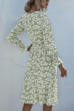 Fashion Street Print V Neck A Line Dresses