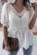 Fashion Casual Solid Hollowed Out Split Joint V Neck Tops