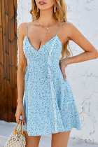Fashion Street Print Split Joint V Neck A Line Dresses