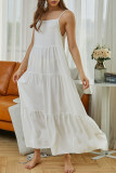 Fashion Living Solid Split Joint Spaghetti Strap Sling Dresses