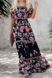 Fashion Street Print Split Joint Off the Shoulder A Line Dresses