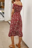 Fashion Street Print Split Joint Off the Shoulder A Line Dresses