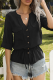 Fashion Casual Solid Draw String Buckle V Neck Tops