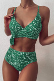 Fashion Vacation Print Frenulum Swimwears