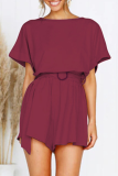 Fashion Sweet Solid Buttons Without Belt Loose Rompers