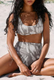Fashion Vacation Print Patchwork Swimwears