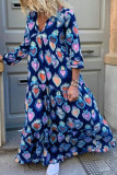 Fashion Street Print Patchwork V Neck A Line Dresses