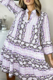Fashion Casual Print Split Joint V Neck Printed Dresses