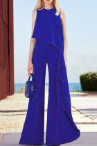Casual Solid Patchwork O Neck Regular Jumpsuits(4 Colors)