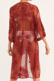 Fashion Vacation Solid Split Joint See-through Swimwears Cover Up