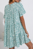 Elegant Floral Split Joint Flounce O Neck A Line Dresses